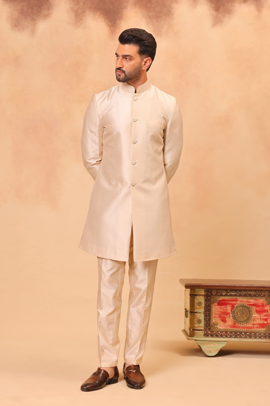 Haldi Yellow Embroidered Nehru Jacket Set