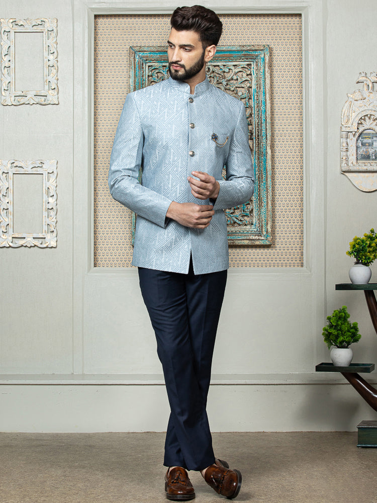 engagement dress for men blue Mens Indian Latest Design For Blue Velvet Indo Western Sherwani Groom Wedding Party Wear Engagement Function Occasion Ethnic Dress