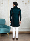 Rama Green Velvet Embroidered Sherwani Set