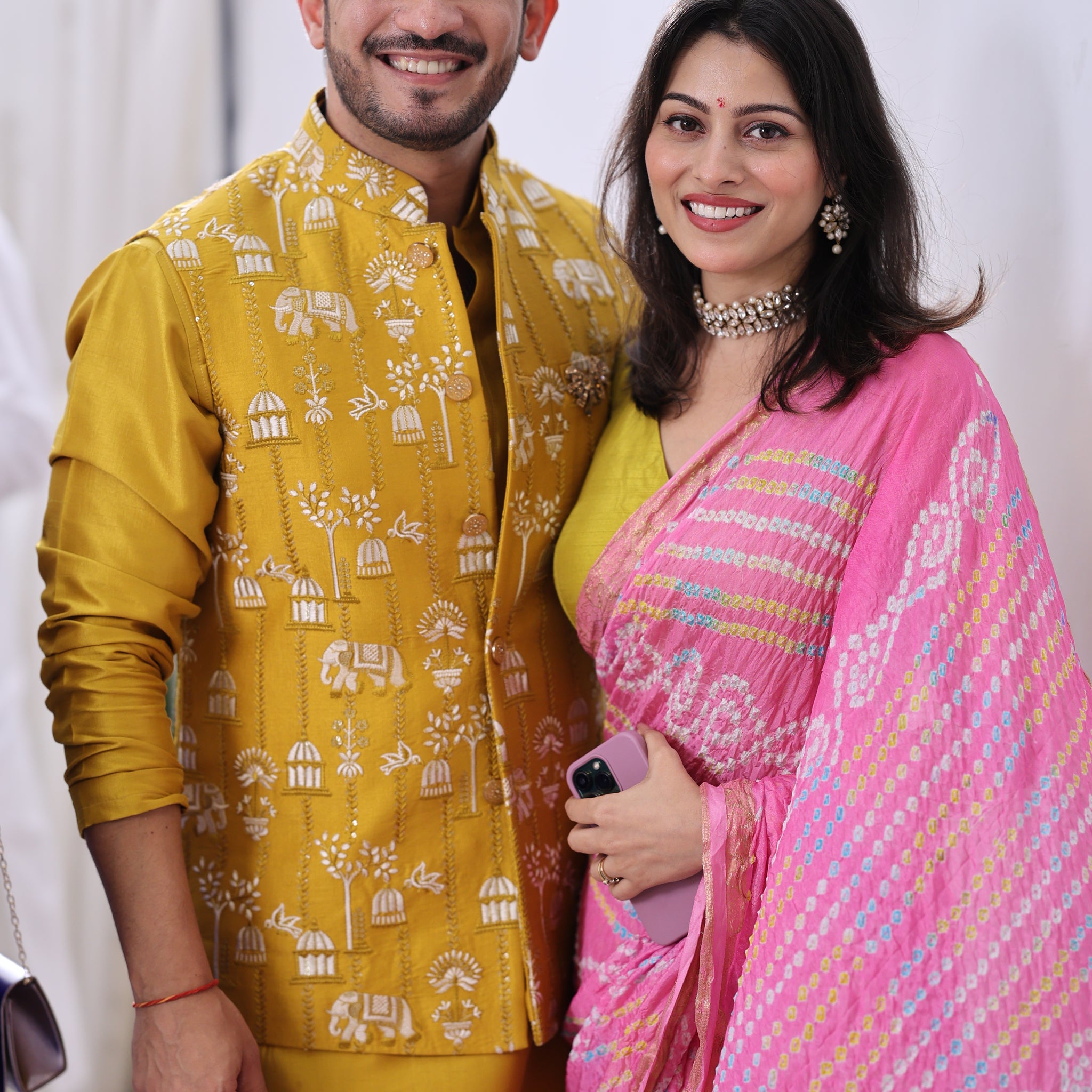 Haldi Silk Embroidered Koti Kurta Set for Men