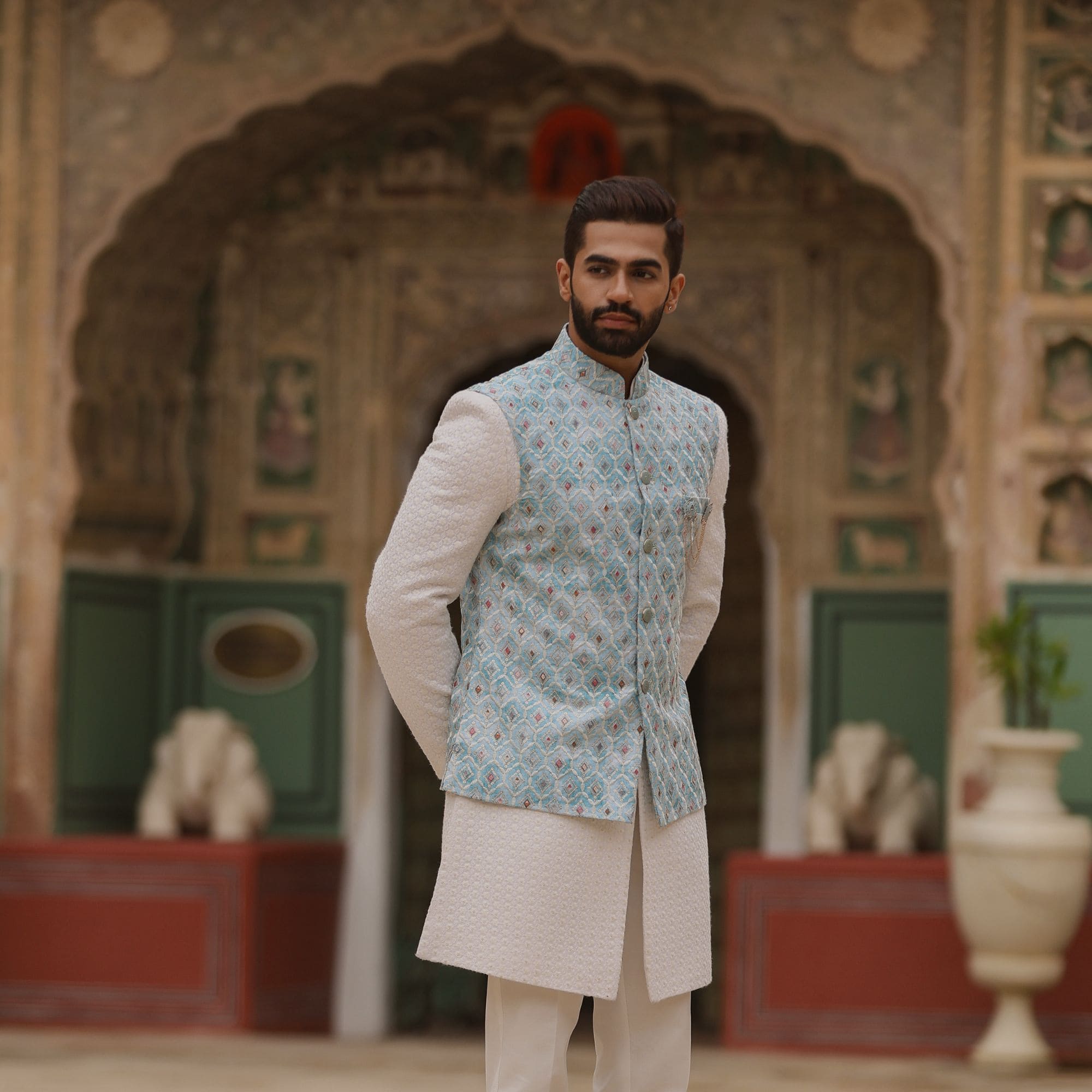 Shop Laromani mens kurta coat Majestic Ethnic Menswear Online in India