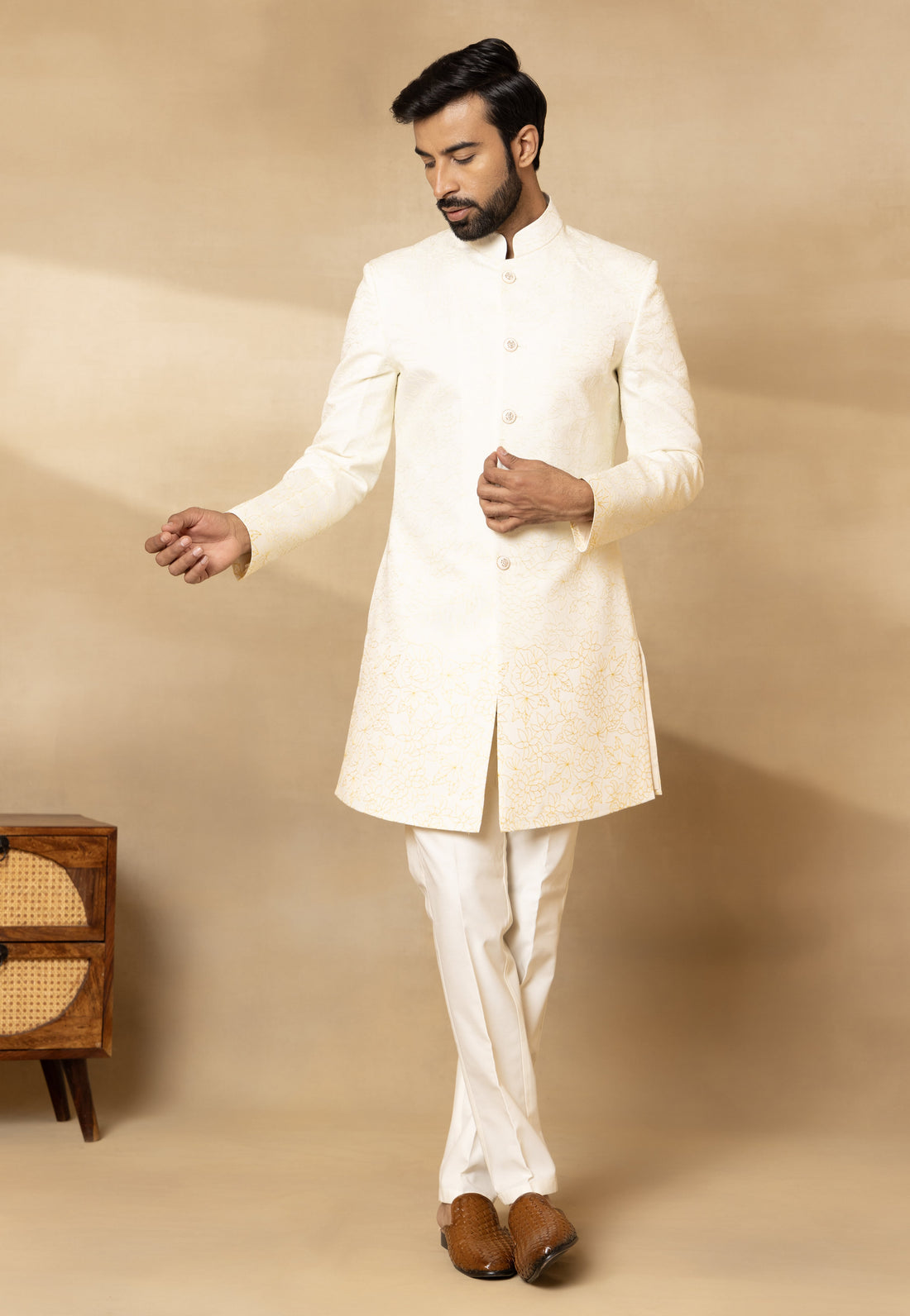 Ombre Haldi Embroidered Nehru Jacket Set