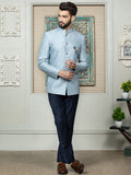 Sky Embroidered Bandhgala Set with Formal Trouser