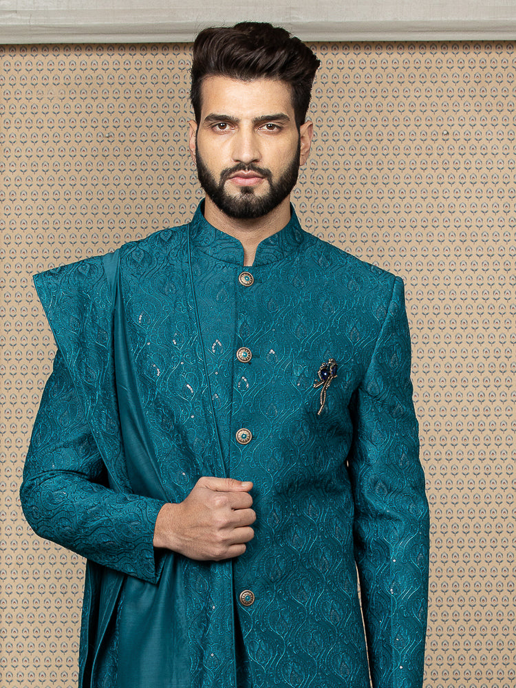 Blue sherwani matching shoes hot sale