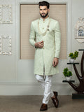 Mint Green Embroidered Sherwani Set