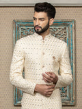 Fawn Embroidered Sherwani Set