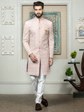 Light Pink Embroidered Sherwani Set