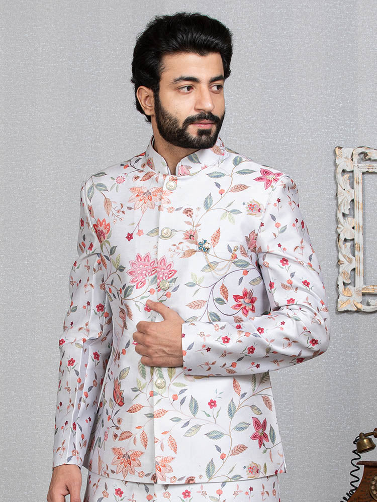 Buy Light Colored Floral Jacket Online in Canada @Manyavar - Nehru Jacket  for Men