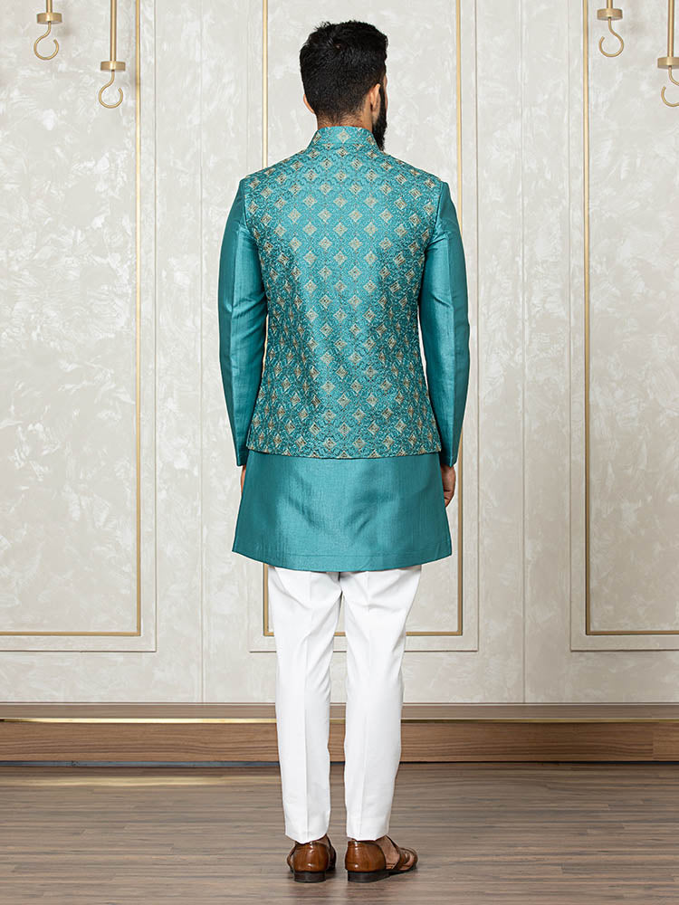 Ferozi Indo Kurta Set with Embroidered Nehru Jacket