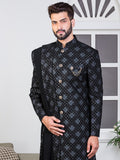 Black Embroidered Sherwani Set with Dupatta