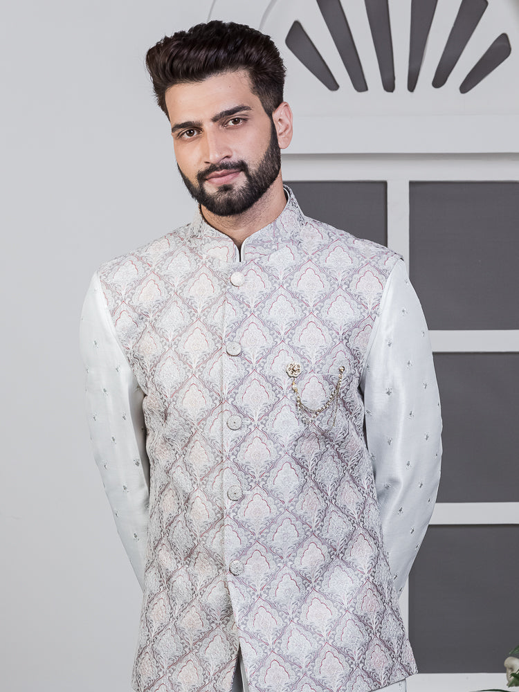 Buy Indus Route By Pantaloons Grey Linen Nehru Jacket - Nehru Jackets for  Men 1338738