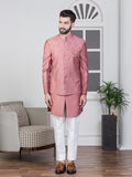 Dark Pink Embroidered Nehru Jacket Set