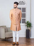 Rust Embroidered Nehru Jacket Set